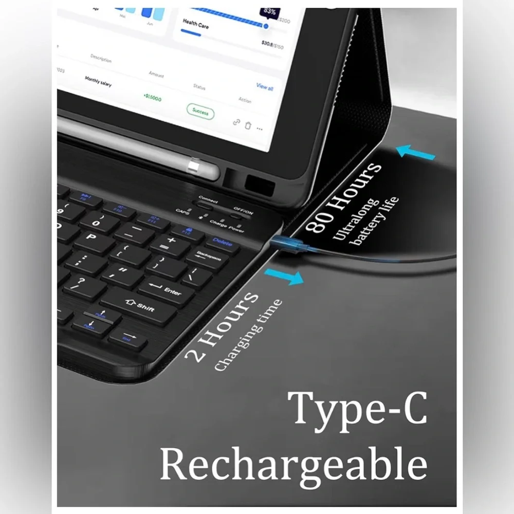 Keyboard Case for 2021 10.2-inch 9th Generation iPad, Detachable Wireless RECH
